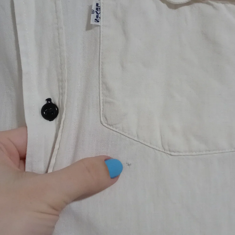 🚲1970s RARE/VTG Levi's White Tab🚲 - Cream/White Embroidered S/S Button Down